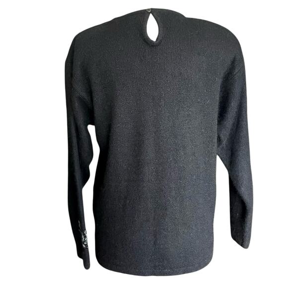I.B. Diffusion VTG Silk Angora Lambswool Black Beaded Sweater Size L Glam Goth - Picture 4 of 10